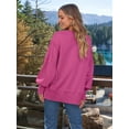 thumbnail image 2 of Womens Oversized Sweatshirts Hoodies Crewneck Shirts Fall Outfits Teen Girls Y2k Winter Clothes Rose Red XL, 2 of 5