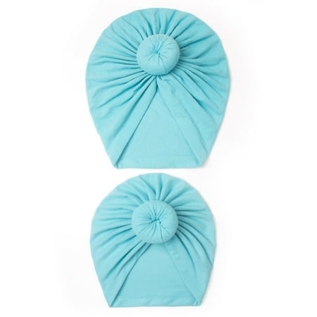 

TOWED22 Baby Boy Hats Womens Baby Hat Set For Family Toddler Baby Boys Girls Cap Beaniess Knotted Elastics Turban Solid Blue