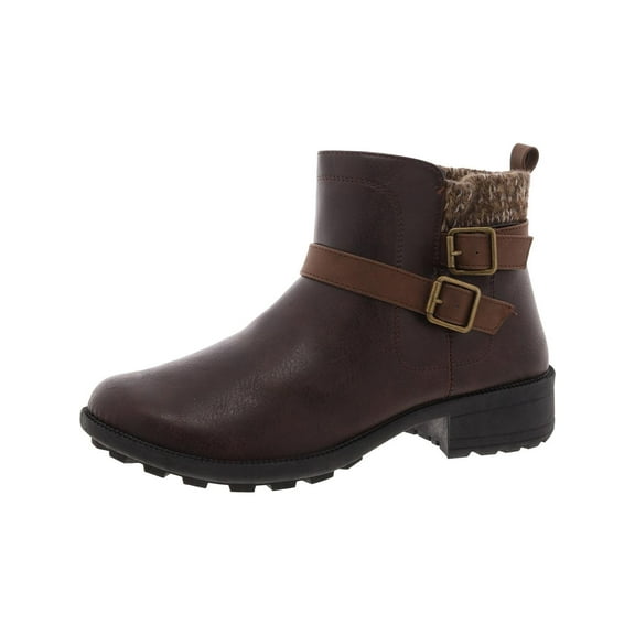 Easy Dry by Easy Street Womens Kourt Faux Leather Block Heel Ankle Boots