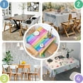 thumbnail image 4 of Colorful Watercolor Stripe Pattern Square Tablecloth,Waterproof Square Table Cover,Wipeable Spillproof Washable Table Cover for Home Kitchen Party Decor 52"x52"(132x132cm), 4 of 6