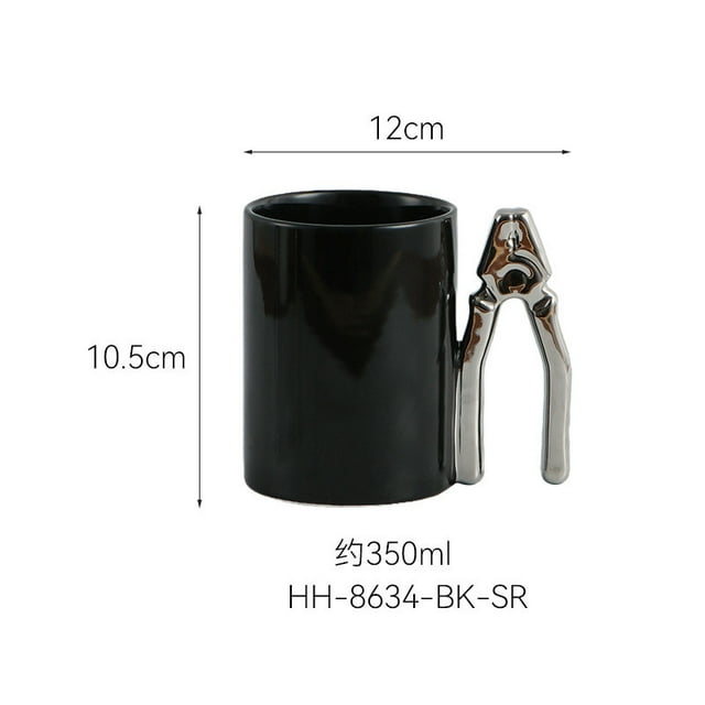 Taza de café de cerámica dorada electrochapada | Mango ergonómico elegante | Cristalería resistente al calor resistente a 12oz para cocina de oficina en casa, vaso moderno de regalo y decorativo de