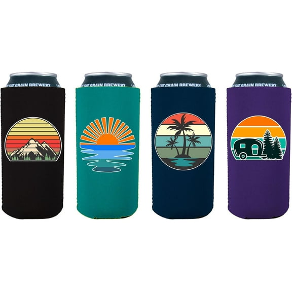 Retro Outdoor Designs 16 oz. Can Coolie 4 Pack Set