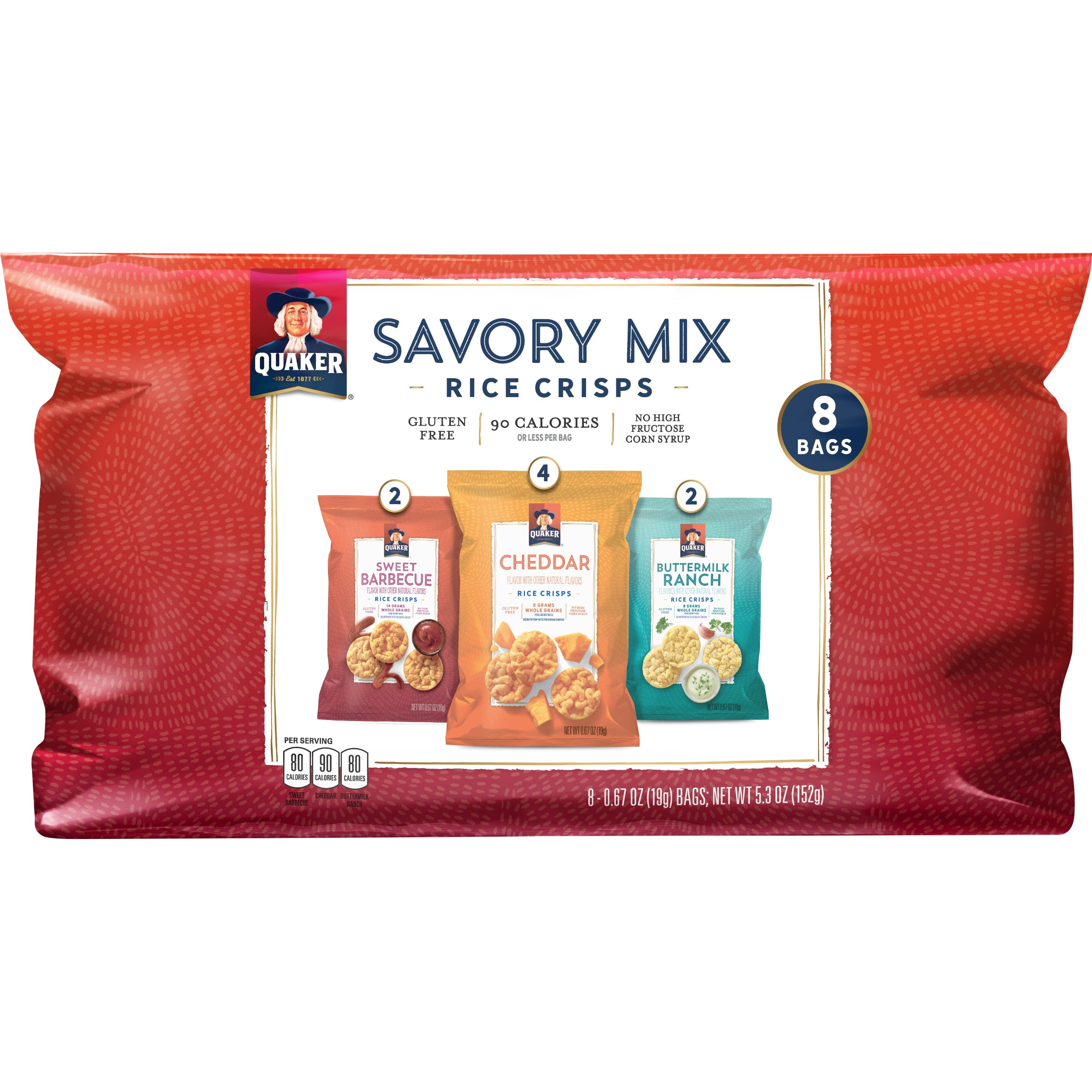 Quaker Rice Crisps Sweet Barbecue Cheddar Buttermilk Ranch Savory Mix