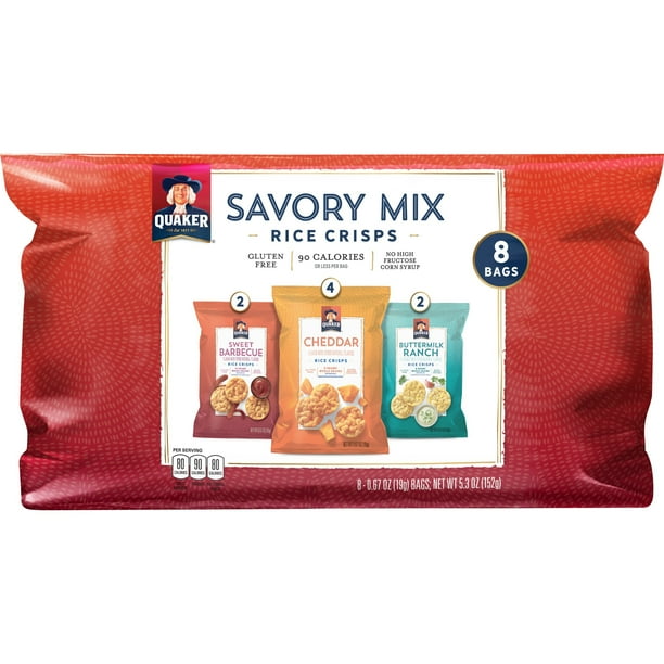Quaker Rice Crisps Sweet Barbecue Cheddar Buttermilk Ranch Savory Mix