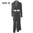 thumbnail image 2 of Mono elegante de manga larga para mujer, sexy, con cuello en V, informal, pantalones largos de pierna ancha Adepaton BST3003119-2, 2 of 6