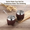 thumbnail image 3 of 2 Pcs Yerba Mate Cup Set, 9.5 oz Stainless Steel Mate Cup with Wide Mouth, Tea Cup for Traditional Mate Tea Drinking, Non-slip Faux Leather Body, Stainless Steel Straws, 3 of 5