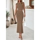 thumbnail image 3 of Conjunto de Falda PRETTYGARDEN Top Corto Fruncido Falda Larga Maxi Caqui M, 3 of 8