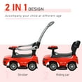 thumbnail image 4 of 2-In-1 Toddler Push Car & Ride-On Toy, Red Kids Stroller with Horn, Music & Lights, Adjustable Guardrail for Boys & Girls Ages 1-3 Years, 55 Lb Capacity, 4 of 7