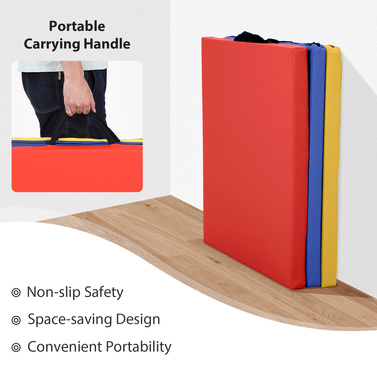 CL.HPAHKL Folding Gymnastics Mat 2'x6'x2'' Portable Lightweight Tumbling Mat for Kids Adults Yoga Home Gym Fitness, CM