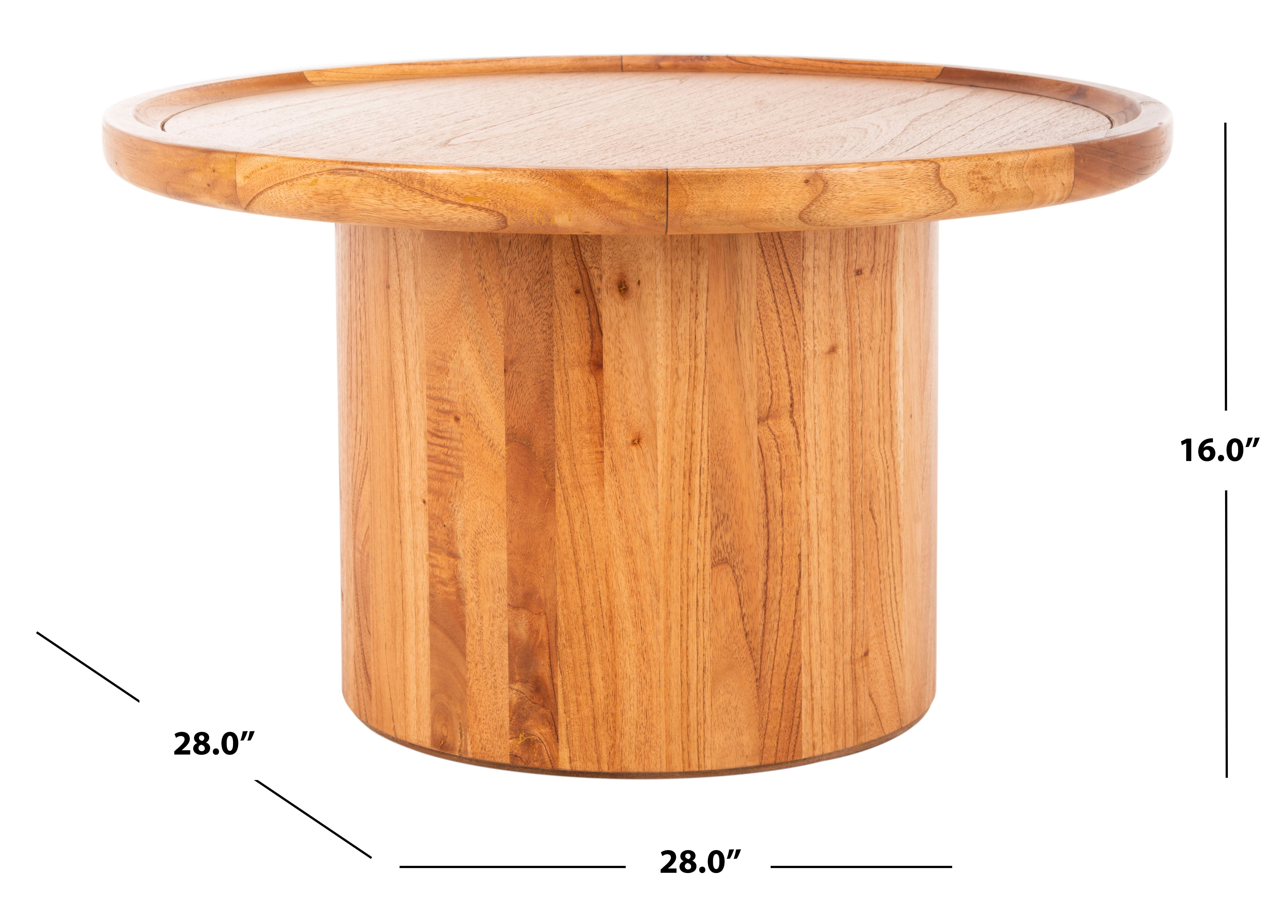 SAFAVIEH Devin Solid Round Pedestal Coffee Table, Natural Brown