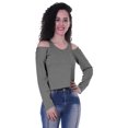thumbnail image 1 of Moomaya Womens Cold Shoulder Short Top Solid Full Sleeves Summer Tee Tops, 1 of 6