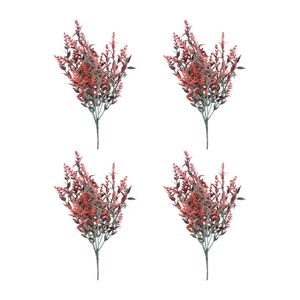 Wosthever Lavanda Artificial de plástico, 4 Uds., versátil y duradera, para espacios interiores y exteriores Decoración Rojo atardecer