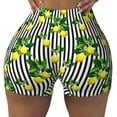 thumbnail image 2 of Lsque Lemons on Striped Pattern High Waisted Biker Shorts for Women-Tummy Control Fitness Athletic Workout Running Yoga Gym Shorts,Moisture-Wicking-Large, 2 of 9