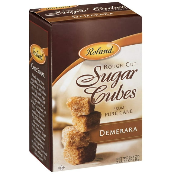 Roland Foods Demerara Rough Cut Brown Sugar Cubes, Sugar in the Raw, 35.2 Oz