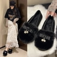 thumbnail image 2 of Black Women Fashion Flats With Pearl Bow Detail Warm Upper For Comfort And Light Wear Suitable For Fall Winter, 2 of 9