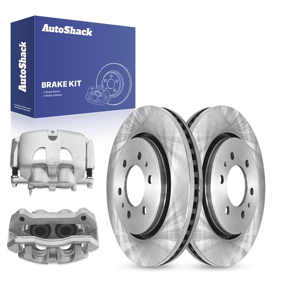 AutoShack 13.81" (350.8 mm) Front Vented Brake Rotors   Calipers | Replacement for 2010-2011 Ford F-150 | 4-PC Brake Kit