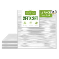 2ft x 2ft Drifts Ceiling Tiles - Fire-Rated, Waterproof, Reusable - Premium PVC, No Sag and Breakage-Cover Sq. Ft-Package of 12 Tiles