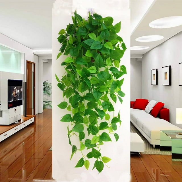 Plantas colgantes artificiales: hojas de hiedra falsa, plantas de cocina para pared, casa, habitación, jardín, boda, guirnalda, decoración interior y exterior
