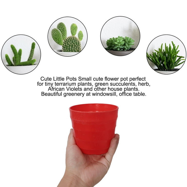 Unique Bargains Plastic Red Plant Planter Flower Pot Container for Home Office 9cm Dia Unique Bargains Plastic Red Plant Planter Flower Pot Container for Home Office 9cm Dia