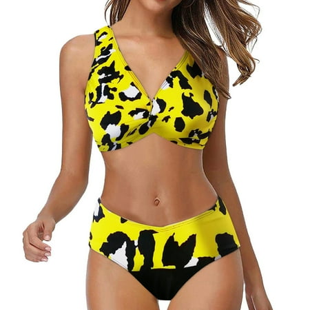 Blphud Woman Bikini Panties Large Bikini plus Size Bikini Women Push Up Sexy Swimsuit High Waist Bikini Set Brazilian Bathing Suit Beachwear Womens Underwire Bikini Yellow L