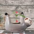 thumbnail image 4 of Bonita maceta colgante de pereza, maceta colgante de cerámica para plantas suculentas, adorno de decoración para hogar de animales para , gris, 4 of 8