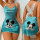 thumbnail image 3 of Vestido de Casa de Minnie Mouse para mujer, vestido con lazo de Mickey, falda de pijama de superficie de satén, moda de Disney, elegante para fiesta, verano 2024, 3 of 5
