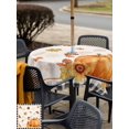 thumbnail image 4 of Outdoor Tablecloth with Umbrella Hole and Zipper, Fall Square Table Cloth 60x60 Inch Waterproof Tablecloth, Orange Pumpkin Autumn Maple Leaf Sunflower Black Plaid Picnic Table Cover for Patio Camping, 4 of 7