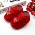 thumbnail image 3 of 1/3-Pack Baby Girls Shoes Heart Letter Print Non-Slip Soft Sole Cloth Crib Shoes First Walkers Princess Flats Wedding Dresses Shoes Valentines Day Gift 0-18 Months, 3 of 7