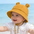 thumbnail image 6 of Splozh Baby Hat Cute Wide Brim Sun Protection Adjustable Summer Bucket Hat Baby Sun Hat Baby Hat,Gold,3-12 Months, 6 of 7