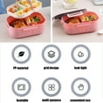 thumbnail image 4 of Bento Box for Adults,Double-Layer Bento Box Compartmentalized Lunch Box Microwave-Specific Adults and Office Worker Meal Box,Pink, 4 of 6
