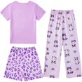 thumbnail image 4 of LIIPEE Casual Graphic Pajamas For Girls Short Sleeve Tees Shorts Pants Pajama Set 3 Piece 3-12 Years, 4 of 4