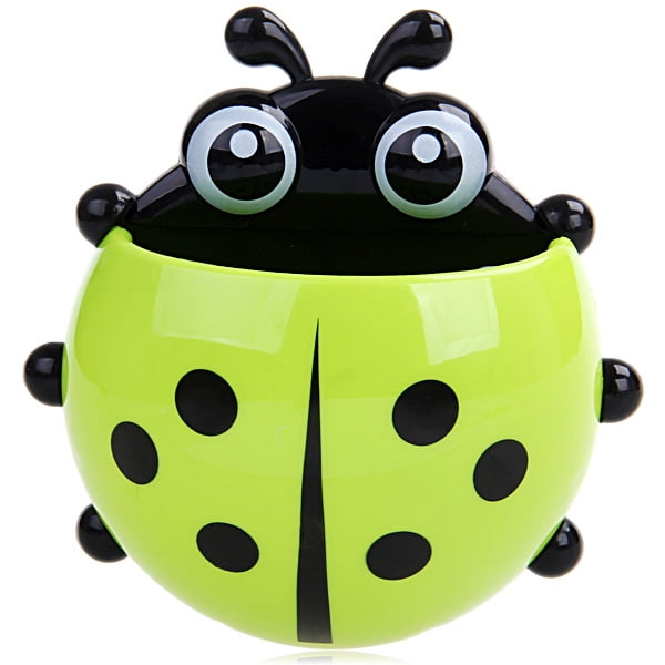 NUOLUX Lovely Ladybird Wall Mounted Toothpaste Toothbrush Holder Dispenser with Suction cups (Random Color)