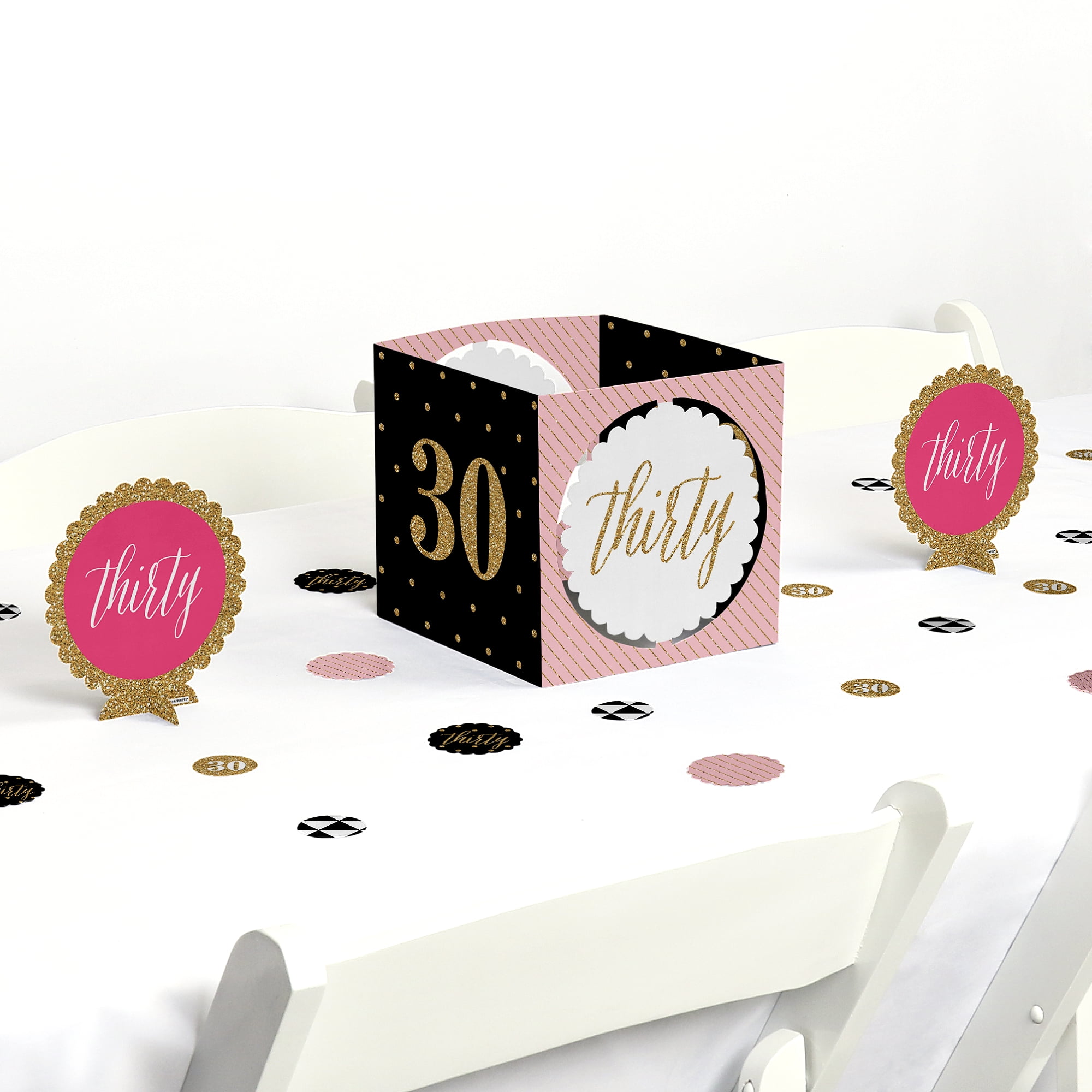 Chic 30th Birthday Party Centerpiece & Table Decoration Kit