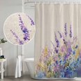thumbnail image 4 of Spring Lavender Shower Curtain Set - Small 36" x 72" Washable Bathtub Curtain with 12 Hooks, Botanical Blossom Motif Garden Floral Waterproof Fabric Stall Shower Curtains for Bathroom/Bathtub Décor, 4 of 6
