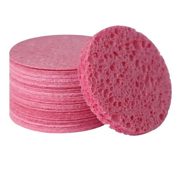 50PCS Cleansing Pads for Face Compressed Sponges Turmeric Cleanser Pads for Skin Cleansing and Exfoliating,B,50 x Facial cleansing powder puff,Pink