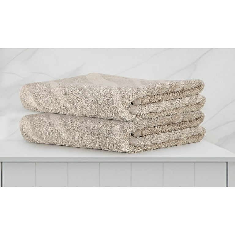 Violet Linen Plush Zebra Stripe Pattern 100 Terry Plush 600 GSM Cotton Super Soft Highly Absorbent Jacquard Fashion Towel Premium Hotel Spa Quality Taupe 20 X 30