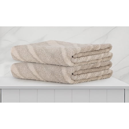 Violet Linen Plush Zebra Stripe Pattern, 100% Terry Plush 600 GSM Cotton Super Soft Highly Absorbent Jacquard Fashion Towel, Premium Hotel & Spa Quality, Taupe, 20" X 30", Rectangular, Hand Towels
