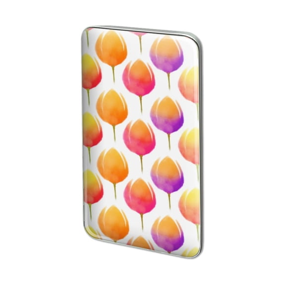 Watercolor Tulip Pattern Metal Rectangle Lapel Hat Pin Tie Tack Pinback