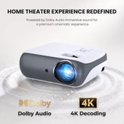 HAPPRUN Official Licensed Google TV Smart Projector, 4K Projector with WiFi & Bluetooth, Dolby Sound, Auto Focus & Keystone, Built-in Streaming Apps, 400 ANSI Movie Projector for Indoor & Outdoor