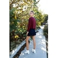 thumbnail image 3 of Burgundy Colorblock Long Sleeve Crop Top, 3 of 5