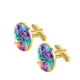 thumbnail image 2 of Tie Dye Elegant Shirt Cufflinks Suitable for Formal Attire Made of Stainless Steel Ideal for Business Meetings or Special Occasions Silver Jewelry Cufflink, 2 of 6