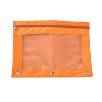 IMossad Pencil Pouches,3-Holes Zipper Pencil Pouches in Assorted Colors, Sturdy and Durable Cloth Pencil Case with Clear Window,Tangerine Orange