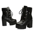 thumbnail image 6 of BONIXOOM Winter Boots For Women Mid Heel Rubber Lace-Up Mid-Calf Winter Black, 6 of 9