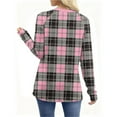 thumbnail image 4 of Buffalo Plaid Pullover Women's Round Neck Tops Casual Long Sleeve Shirts Tees Fashion 2025 Outfits Fall Winter Base Layers Soft Cozy Clothes, 4 of 9