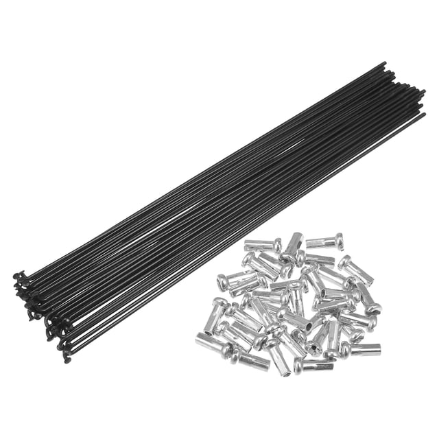 36 radios de acero al carbono para bicicleta, 14 G, radios de bicicleta de 224 mm de longitud con tetinas para la mayoría de las bicicletas, color negro