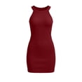 thumbnail image 4 of Kvture Womens Crewneck Sleeveless Mini Dresses Summer Fashion Party Prom Slim Fit Short Dress Wine, 4 of 5