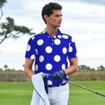 thumbnail image 3 of Yiaed Blue And White Polka DotPrint Men's Short Sleeve Polo Shirt,Golf Polo for Men Three-Button Golf Shirt Athletic Casual Collared T-Shirt- Large, 3 of 7