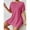 Hot Pink, variant on Heisall Two Piece Sets for Women Round Neck Long Sleeve Slit Top and Tight Shorts Casual Lounge Sets