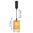 thumbnail image 4 of FSLiving Adjustable Height J Type Track Light Pendants Bohemian Hollow-carved Designed Rattan Shade E12 Socket 3.2 Ft Vintage Stytle, Track Mount for Kitchen Island Vaulted Ceiling Customizable, 4 of 9