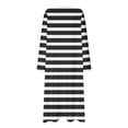 thumbnail image 4 of JUSLIO House Dresses for Women Striped Sleepwear Long Sleeve Nightgown Sleep Dress Round Collar Loungewear Black Robes Nightgowns Pajama, 4 of 6